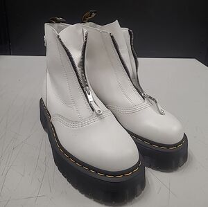 Dr. Martens  Jetta Platform White Leather Zipper Boots Size 10 Women’s